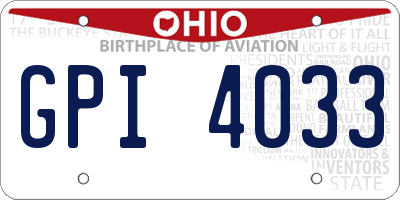 OH license plate GPI4033