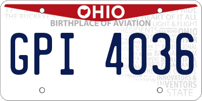 OH license plate GPI4036