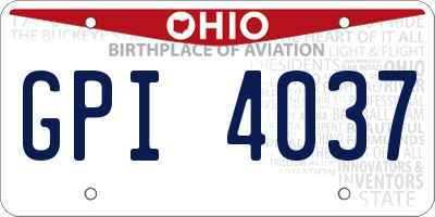 OH license plate GPI4037