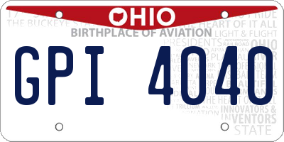 OH license plate GPI4040