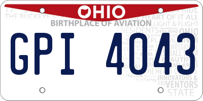 OH license plate GPI4043