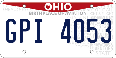 OH license plate GPI4053
