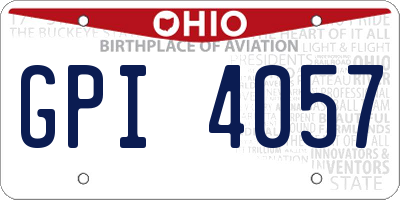 OH license plate GPI4057