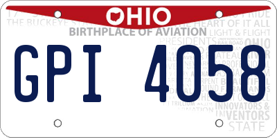 OH license plate GPI4058