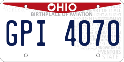 OH license plate GPI4070