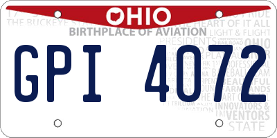 OH license plate GPI4072