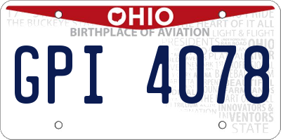 OH license plate GPI4078