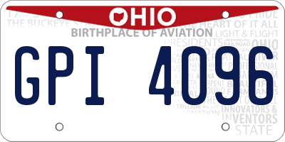 OH license plate GPI4096