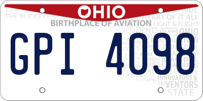 OH license plate GPI4098