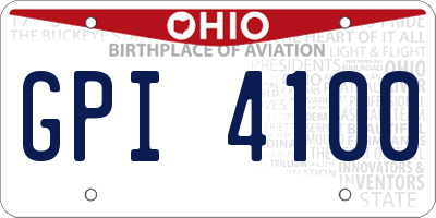 OH license plate GPI4100