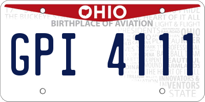 OH license plate GPI4111