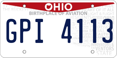 OH license plate GPI4113