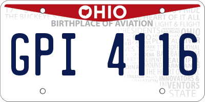 OH license plate GPI4116