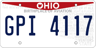 OH license plate GPI4117