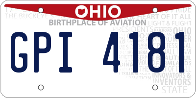 OH license plate GPI4181