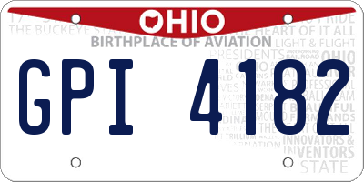 OH license plate GPI4182