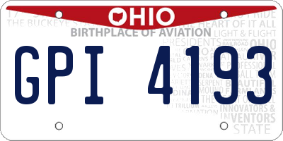OH license plate GPI4193