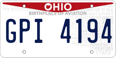 OH license plate GPI4194