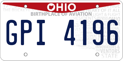 OH license plate GPI4196