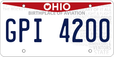 OH license plate GPI4200