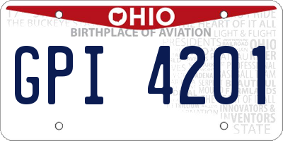 OH license plate GPI4201