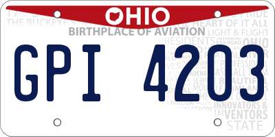 OH license plate GPI4203