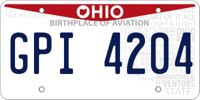 OH license plate GPI4204