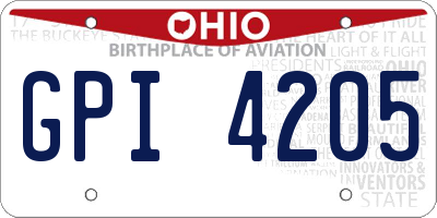OH license plate GPI4205