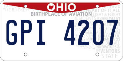 OH license plate GPI4207