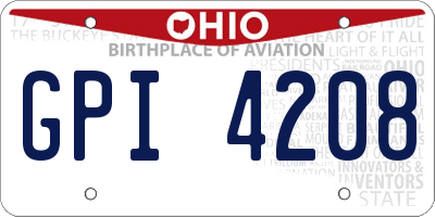 OH license plate GPI4208