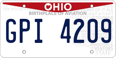 OH license plate GPI4209