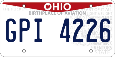 OH license plate GPI4226
