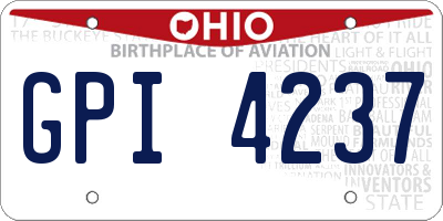 OH license plate GPI4237
