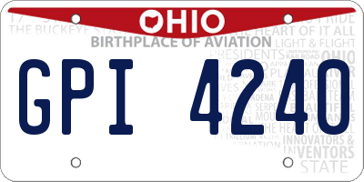 OH license plate GPI4240