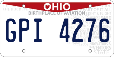 OH license plate GPI4276