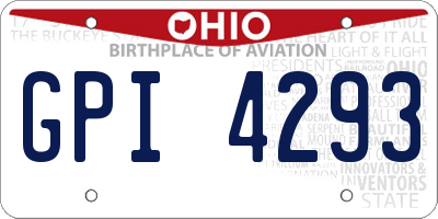 OH license plate GPI4293