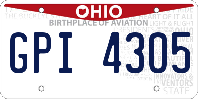 OH license plate GPI4305