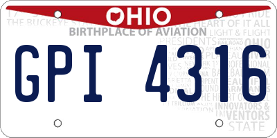 OH license plate GPI4316