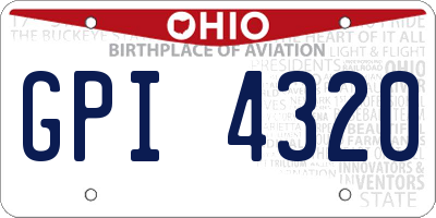 OH license plate GPI4320