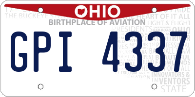 OH license plate GPI4337