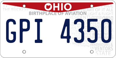 OH license plate GPI4350