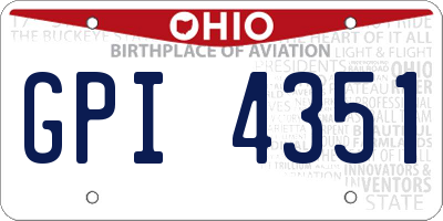 OH license plate GPI4351