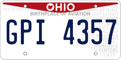 OH license plate GPI4357
