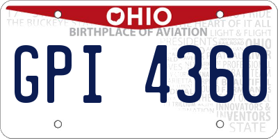 OH license plate GPI4360
