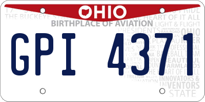 OH license plate GPI4371