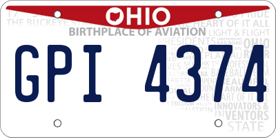 OH license plate GPI4374