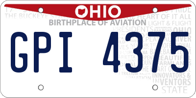 OH license plate GPI4375