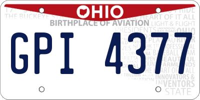 OH license plate GPI4377
