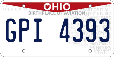 OH license plate GPI4393