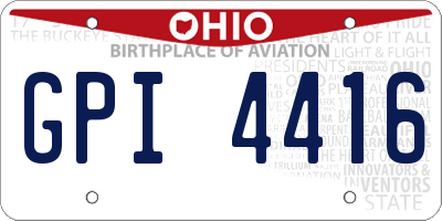 OH license plate GPI4416